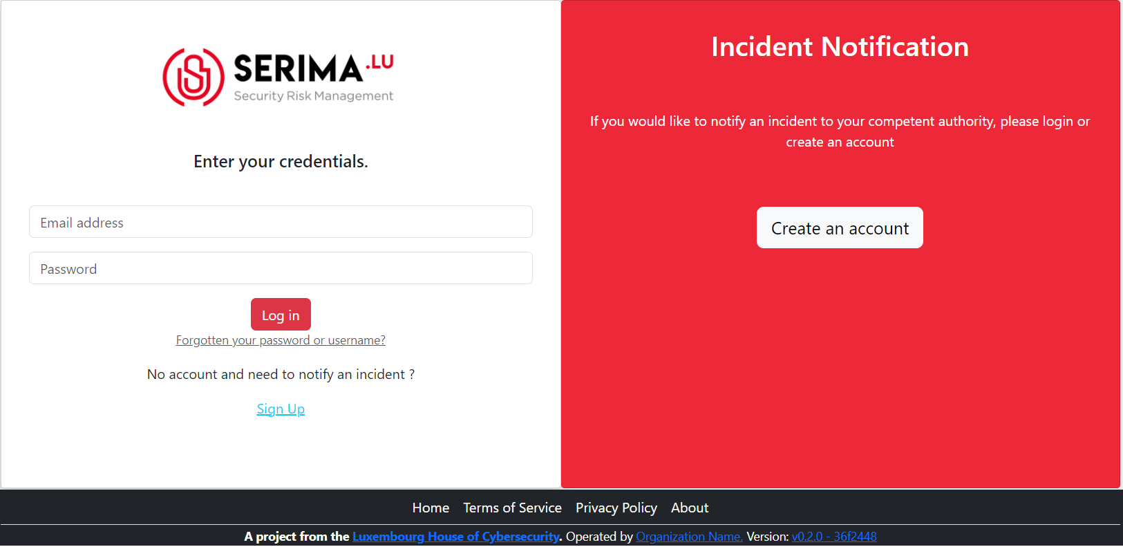 Login page.