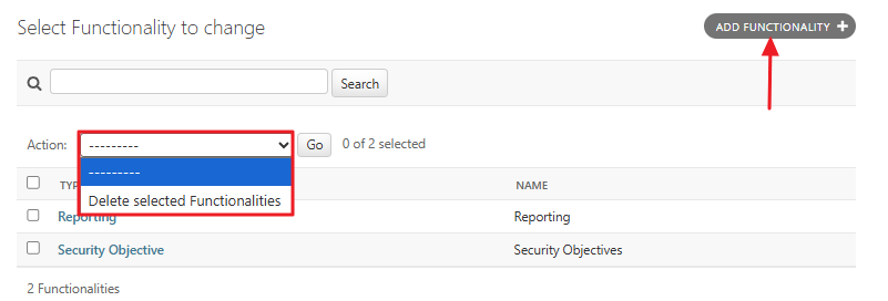 Select Functionality to change
