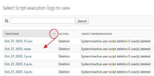 script execution logs