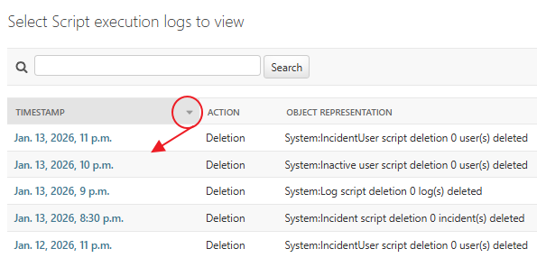 script execution logs