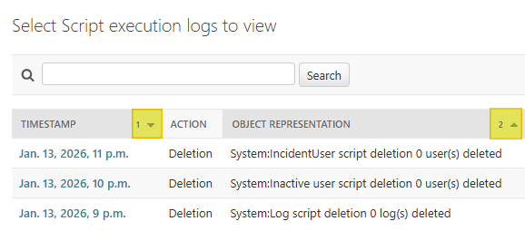 script execution logs