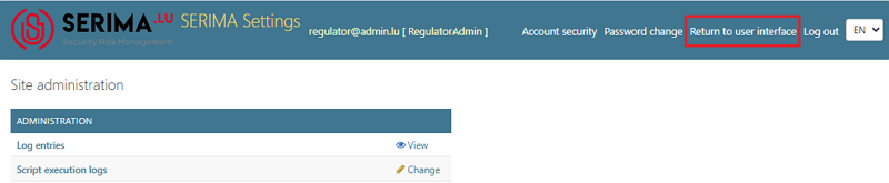 Regulator Admin - Site administration