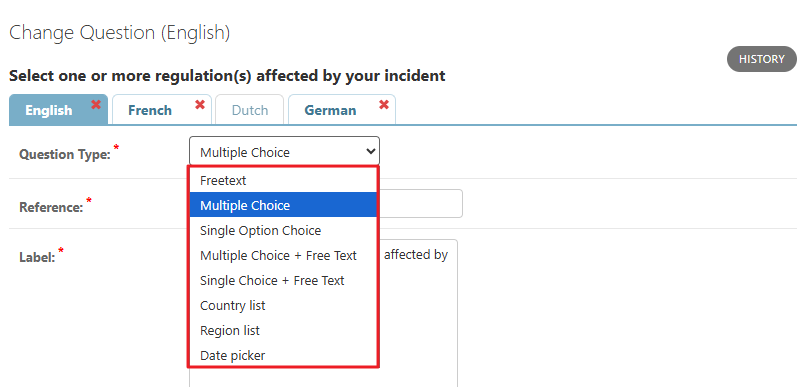 Select Question type