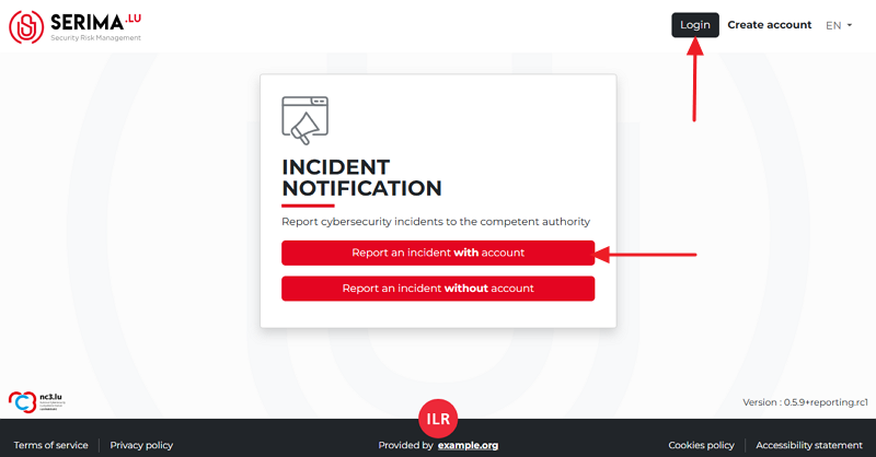 Login page.