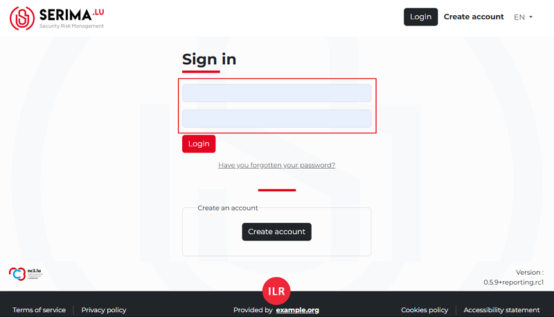 Login page.