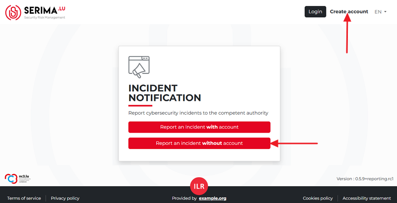 Login page.