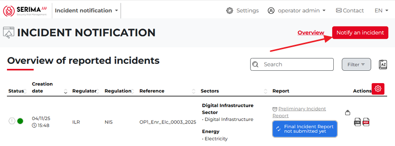 Incident notification module