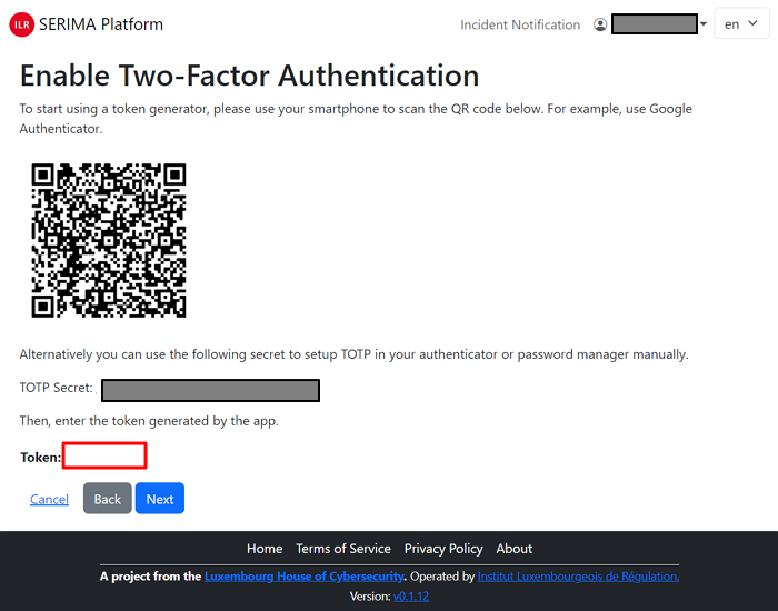 Two-factor authentication - QR code
