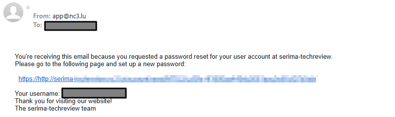 Activation link in the confirmation email
