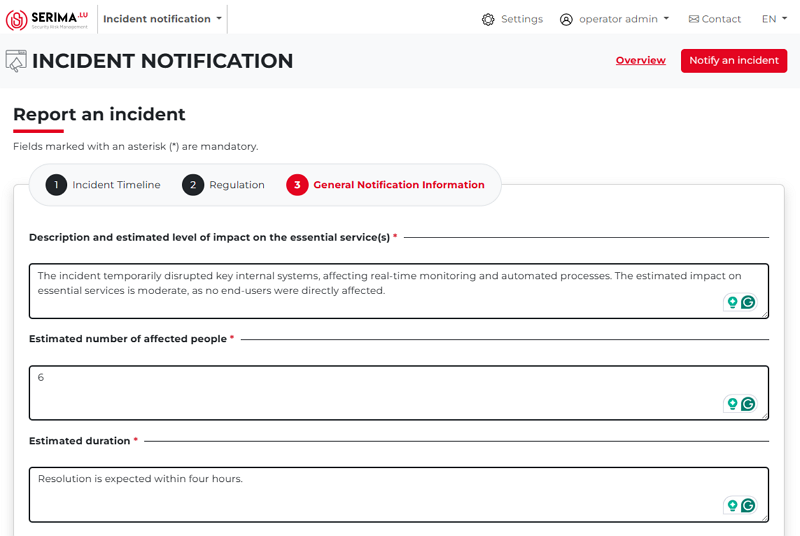 Incident notification