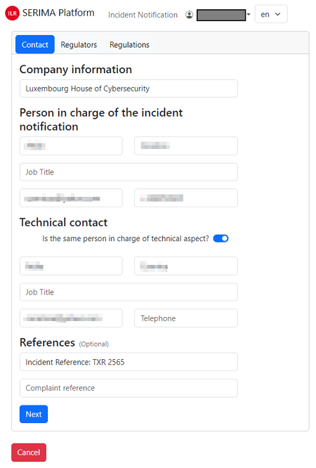 Contact form.