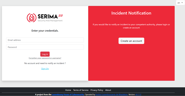 Login page.